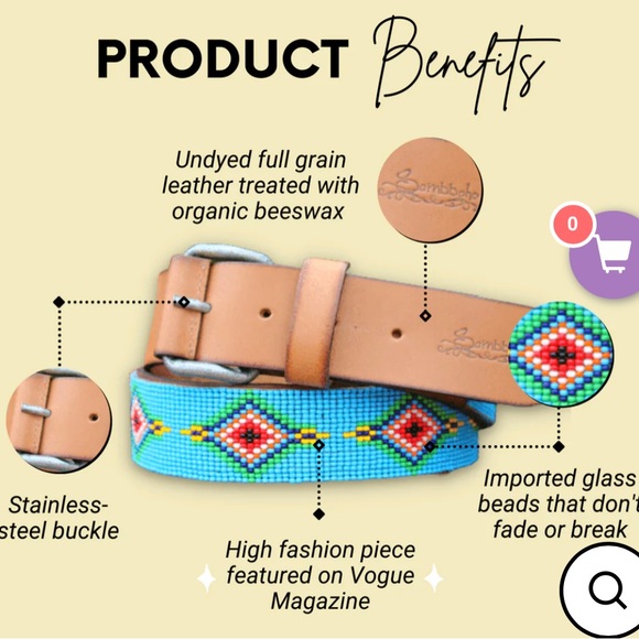 Sambboho beaded belt NWOT - Picture 2 of 9